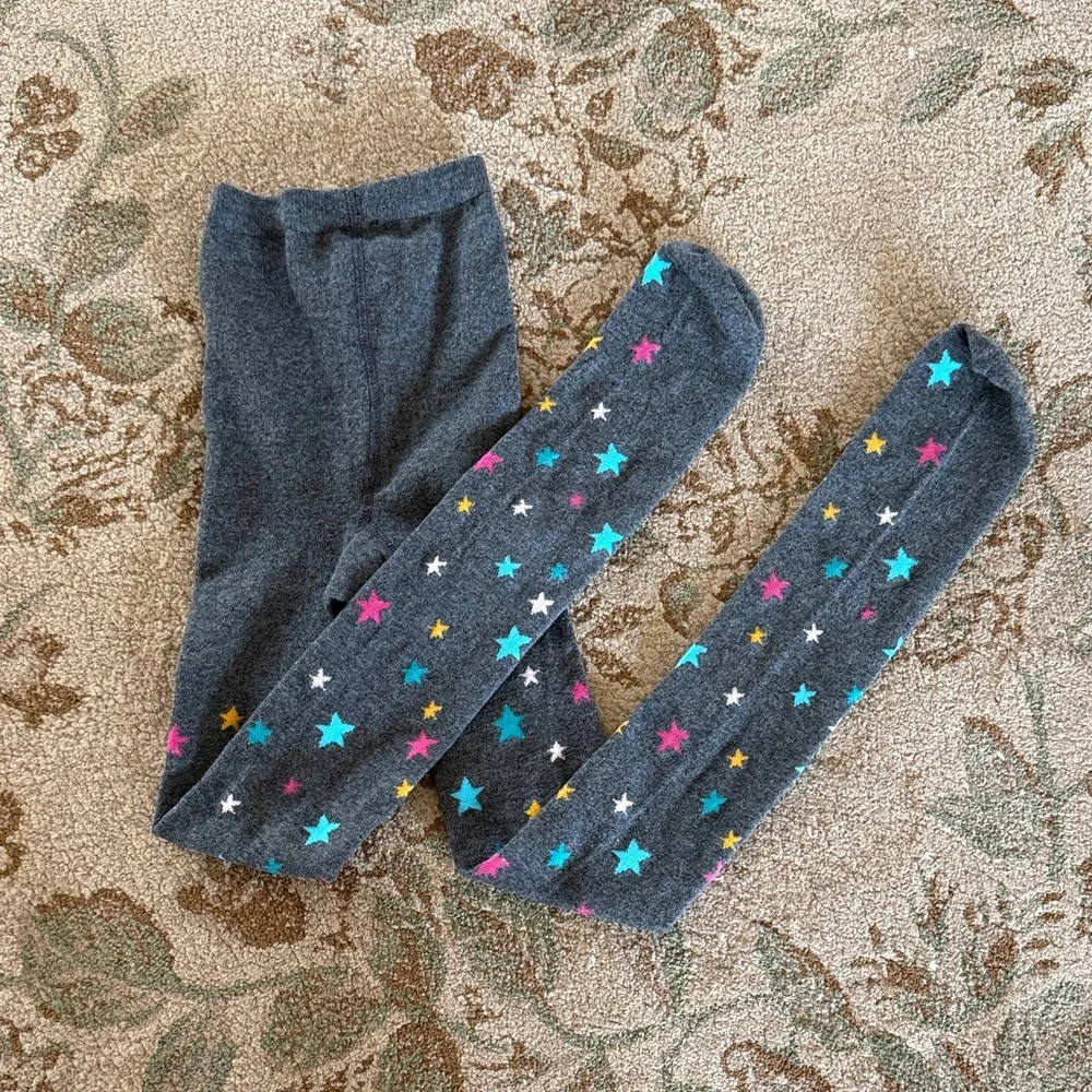 Girls Target gray and Multicolor Star Pattern Kids Tights. Never wore. Size 7-10